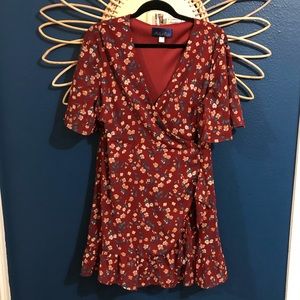 Francesca’s Blue Rain Red floral dress
